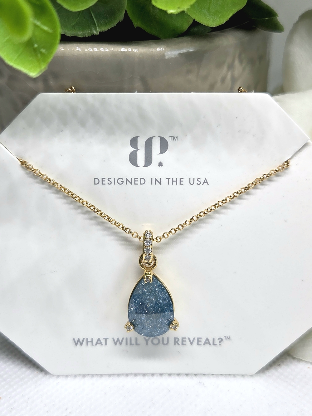BP London Blue Sapphire Ice Crystal On Gold Plating